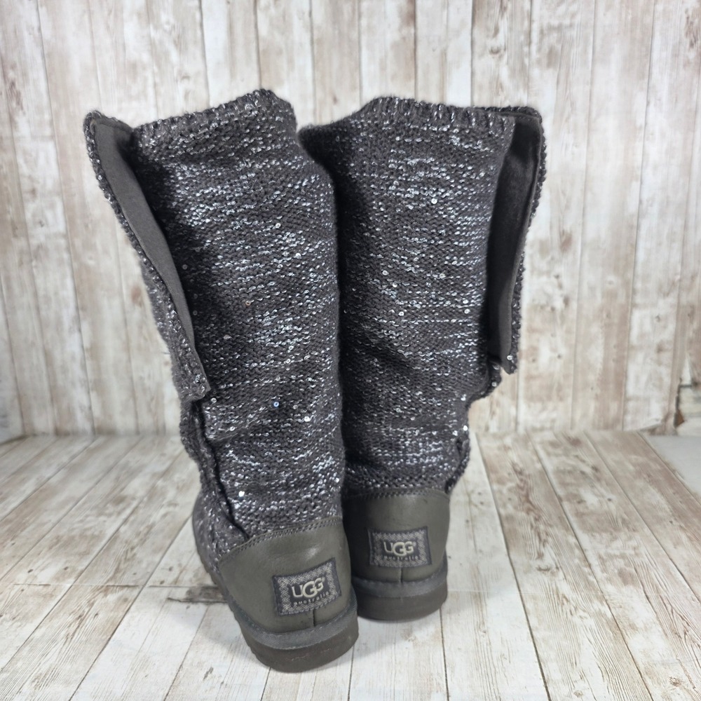 Ugg Sequin Button Tall Boots Sparkle Glitter Knit… - image 3